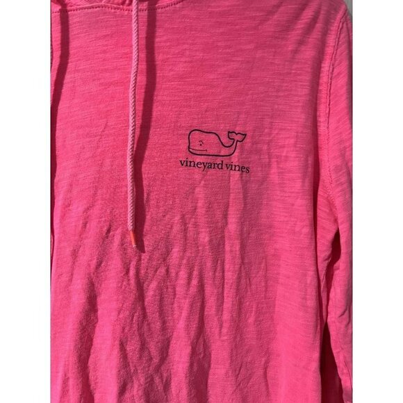 Vineyard Vines Hot Neon Pink Hooded Long Sleeve Light Weight Pullover Size S - Picture 2 of 8